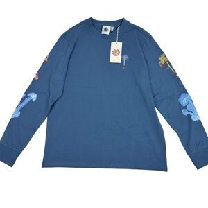 Element Blue Long Sleeve Tee with Mushroom Graphics